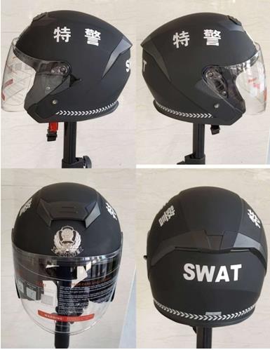 特警用摩托车骑行揭面款双镜片头盔-半盔