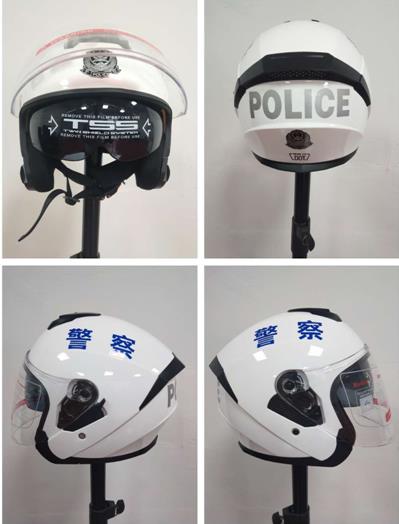 交警用摩托车骑行揭面款双镜片头盔-半盔